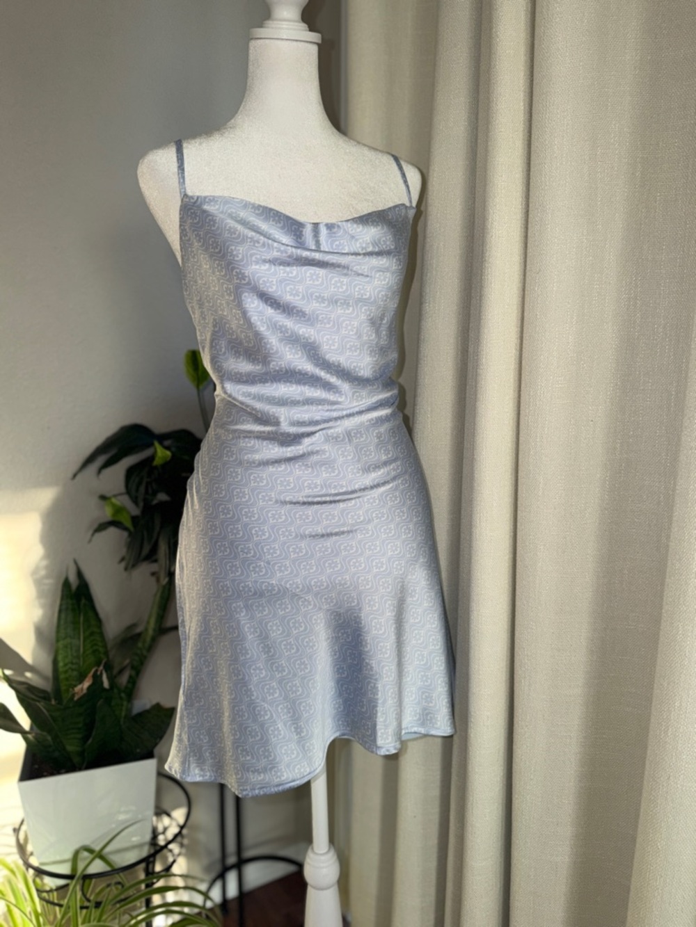 Hollister Light Blue Satin Slip Dress